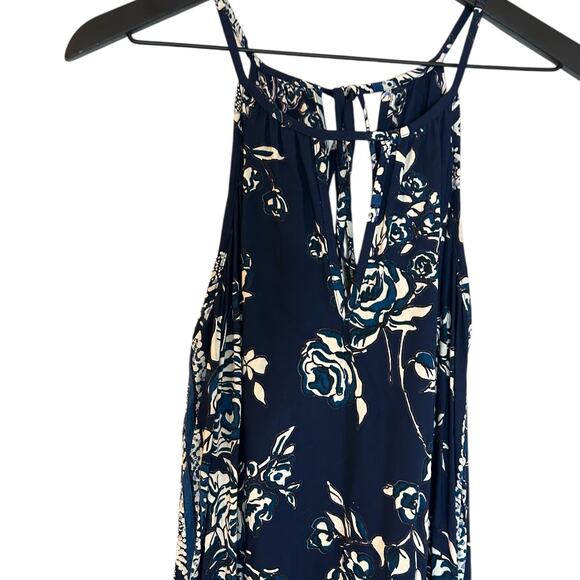 Angie Maxi Dress Floral Side Slits Blue Small - Picture 5 of 8
